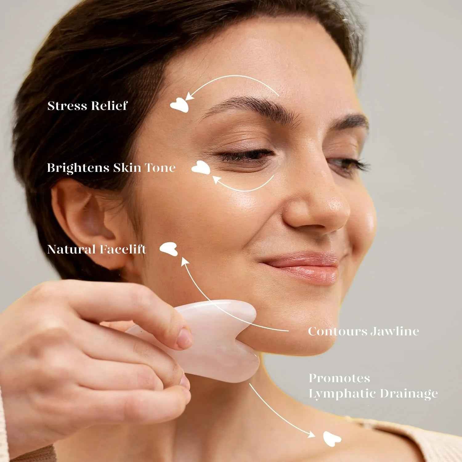 Jade Roller &amp; Gua Sha, Natural Jade Face Roller Gua Sha Facial Tools Skin Care Massager, Pink