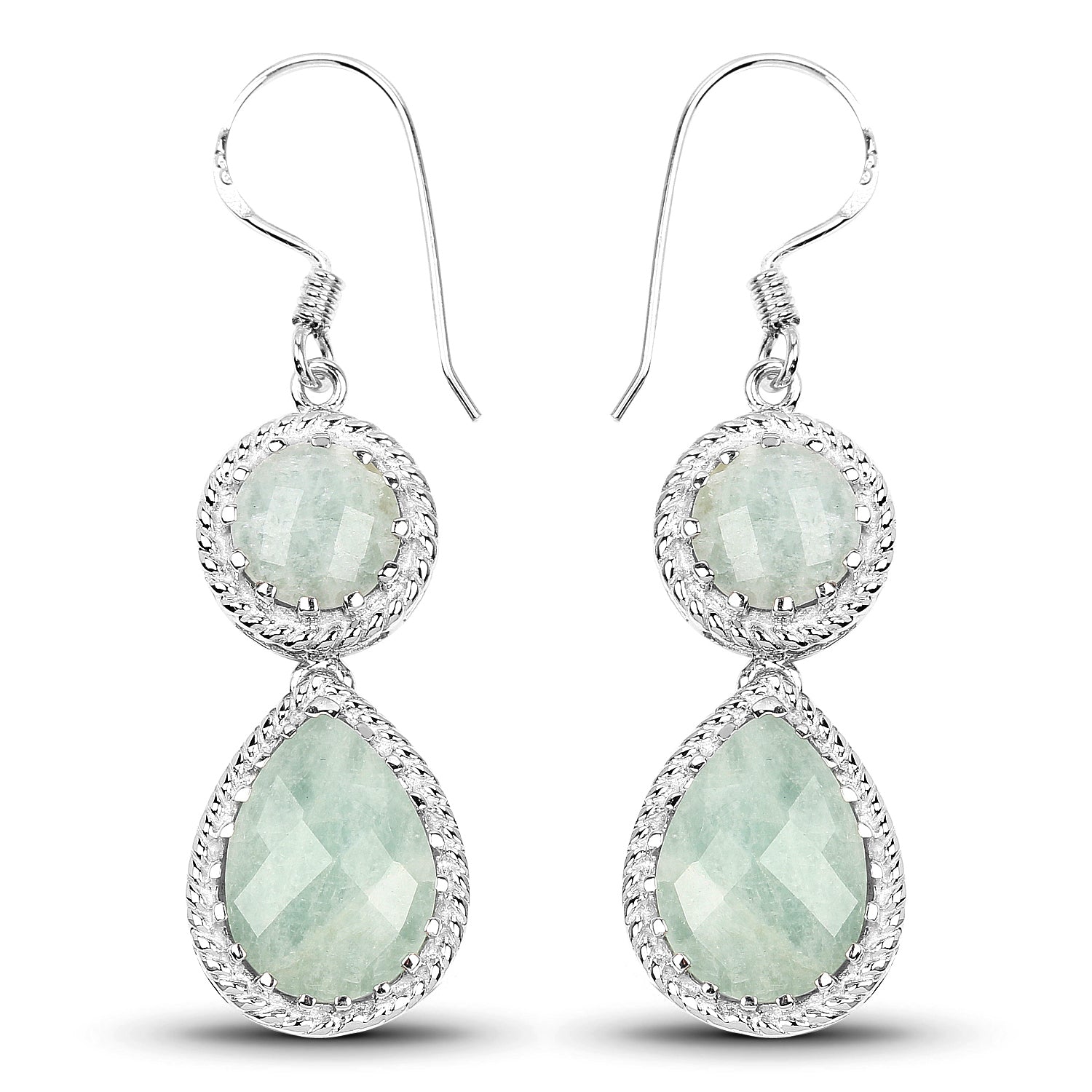 11.82 Carat Genuine Aquamarine .925 Sterling Silver Earrings  DestGlow