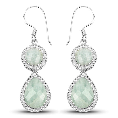 11.82 Carat Genuine Aquamarine .925 Sterling Silver Earrings  DestGlow