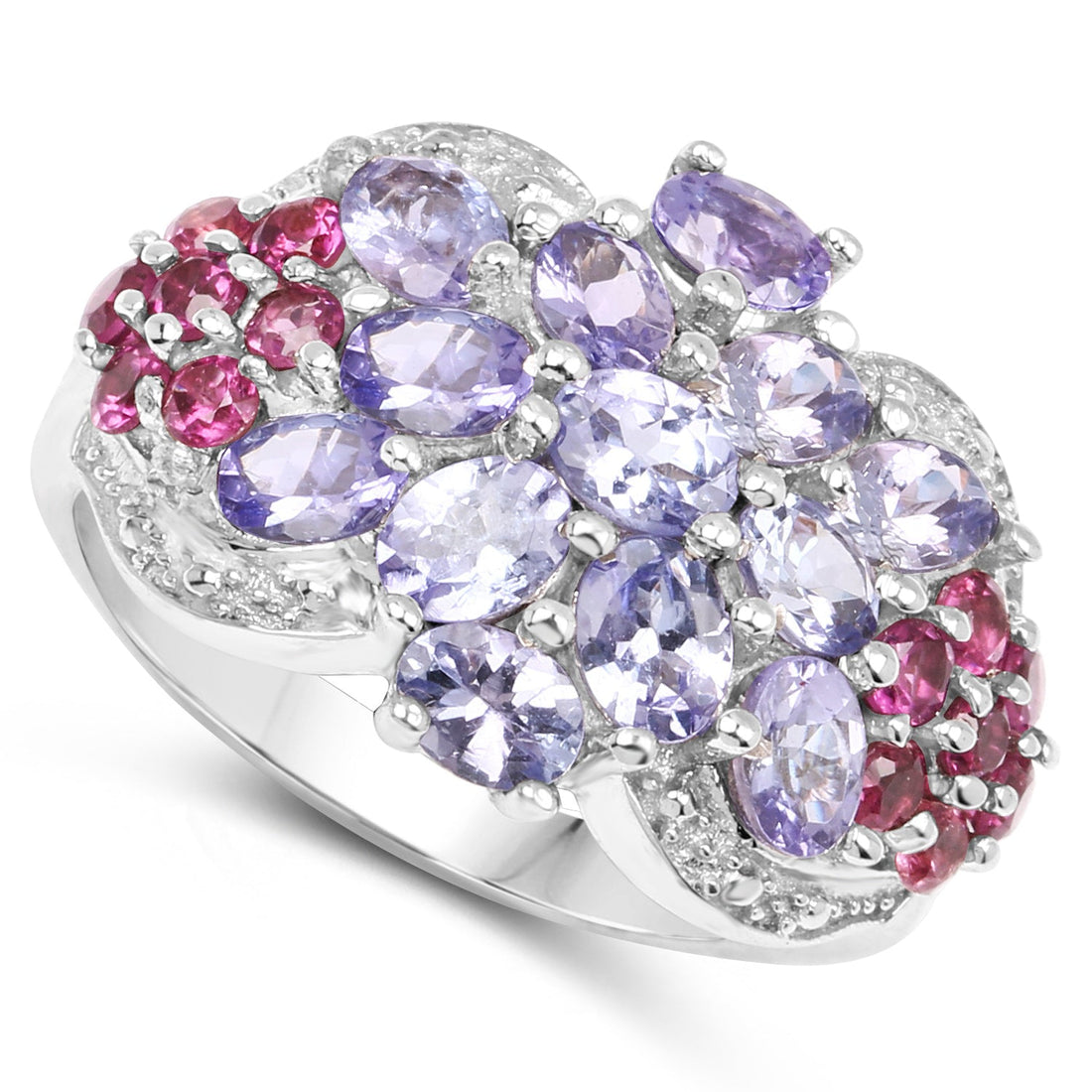 2.91 Carat Genuine Tanzanite and Rhodolite .925 Sterling Silver Ring by Bids.com