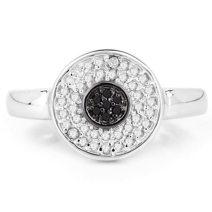 0.20 Carat Genuine Black Diamond and White Diamond .925 Sterling Silver Ring by Bids.com
