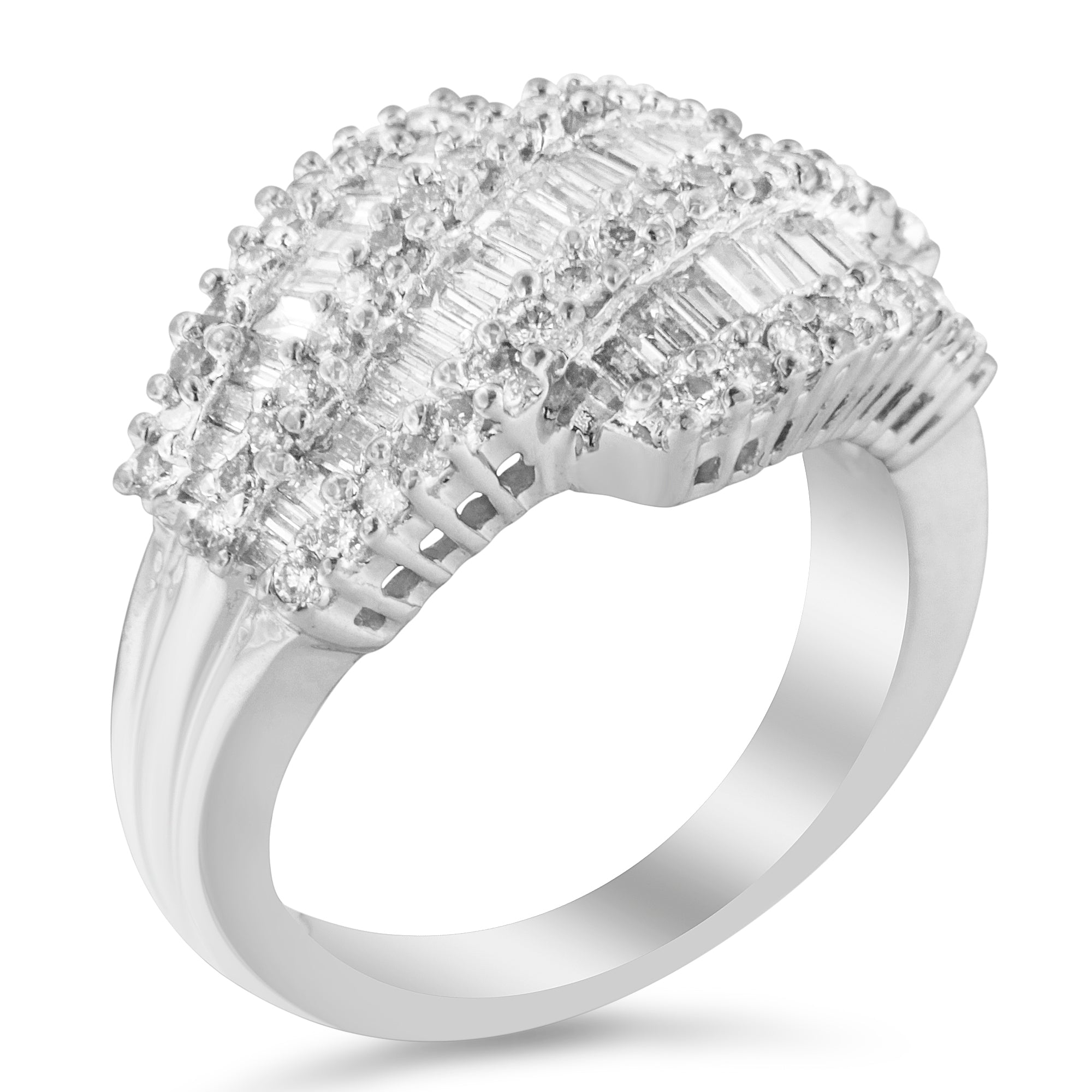 14K White Gold Diamond Cocktail Ring Band (1 3/4 Cttw, H-I Color, SI2-I1 Clarity) - Size 6-1/2 by Bids.com
