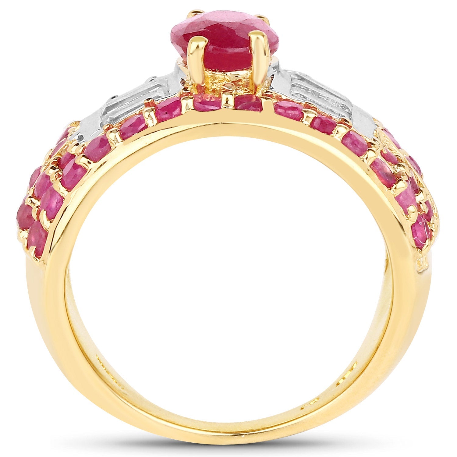 4.23 Carat Glass Filled Ruby and White Topaz .925 Sterling Silver Ring by Bids.com