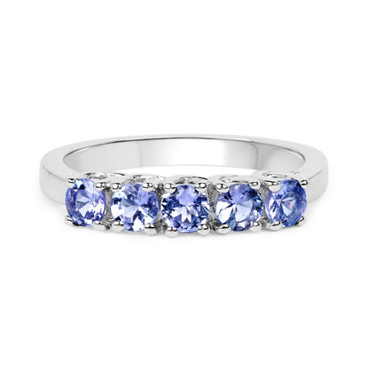 0.95 Carat Genuine Tanzanite .925 Sterling Silver Ring  DestGlow