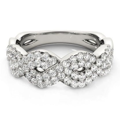 Diamond Studded Interlocking Waves Ring in 14k White Gold (5/8 cttw) by Bids.com