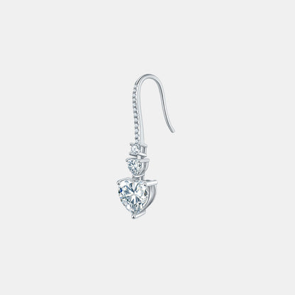 5.44 Carat 925 Sterling Silver Sparkala™ Heart Drop Earrings by Sparkala