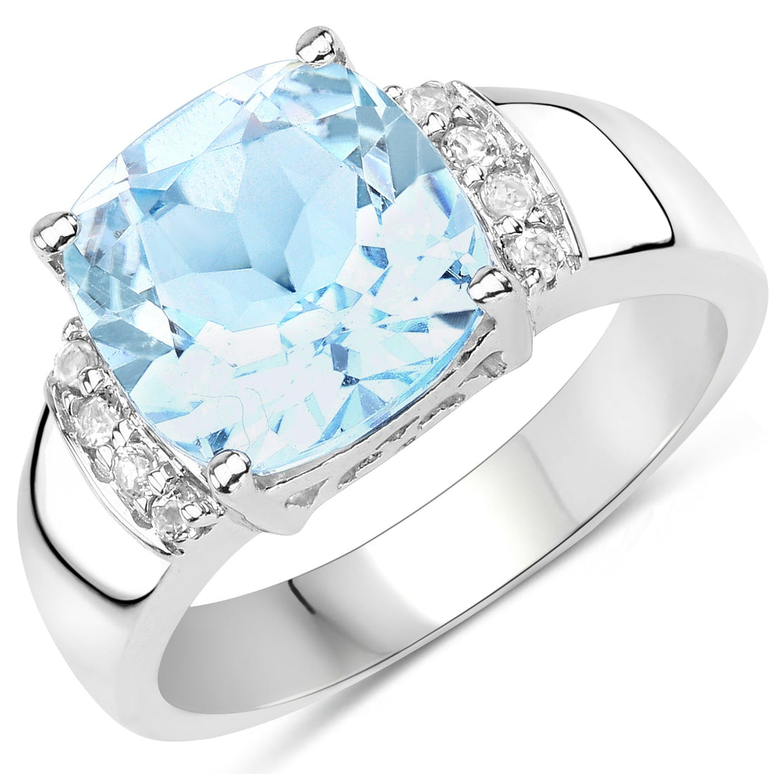 4.58 Carat Genuine Blue Topaz and White Topaz .925 Sterling Silver Ring by Bids.com