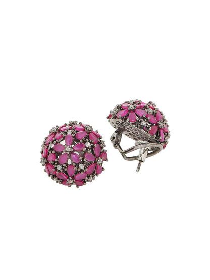 Shoshaa Maroon &amp; Gunmetal-Toned Circular Studs