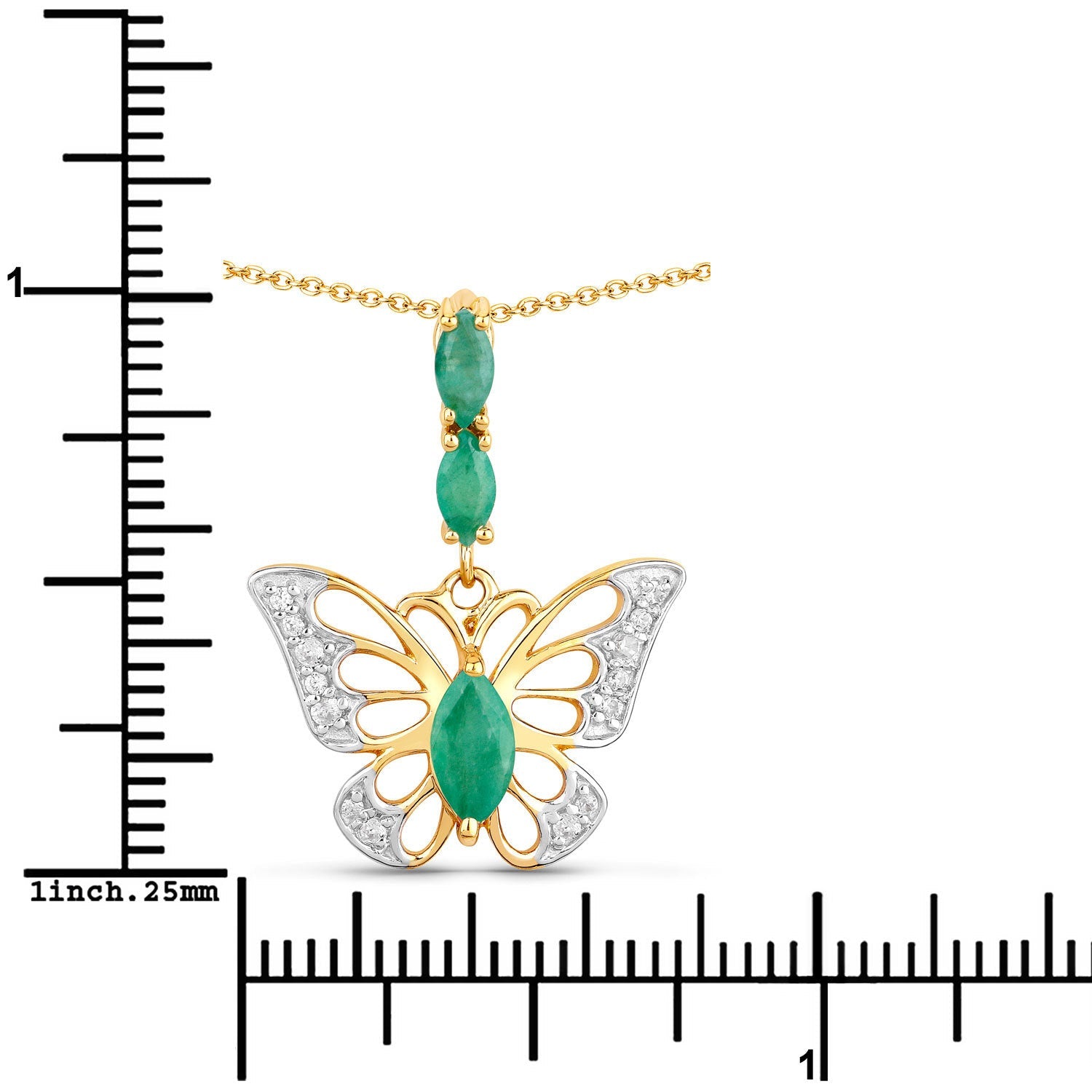 0.72 Carat Genuine Emerald and White Zircon .925 Sterling Silver Pendant by Bids.com
