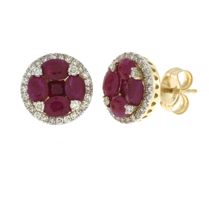 1.46ct Ruby Diamond Stud Earrings 14KT Yellow Gold by Bids.com