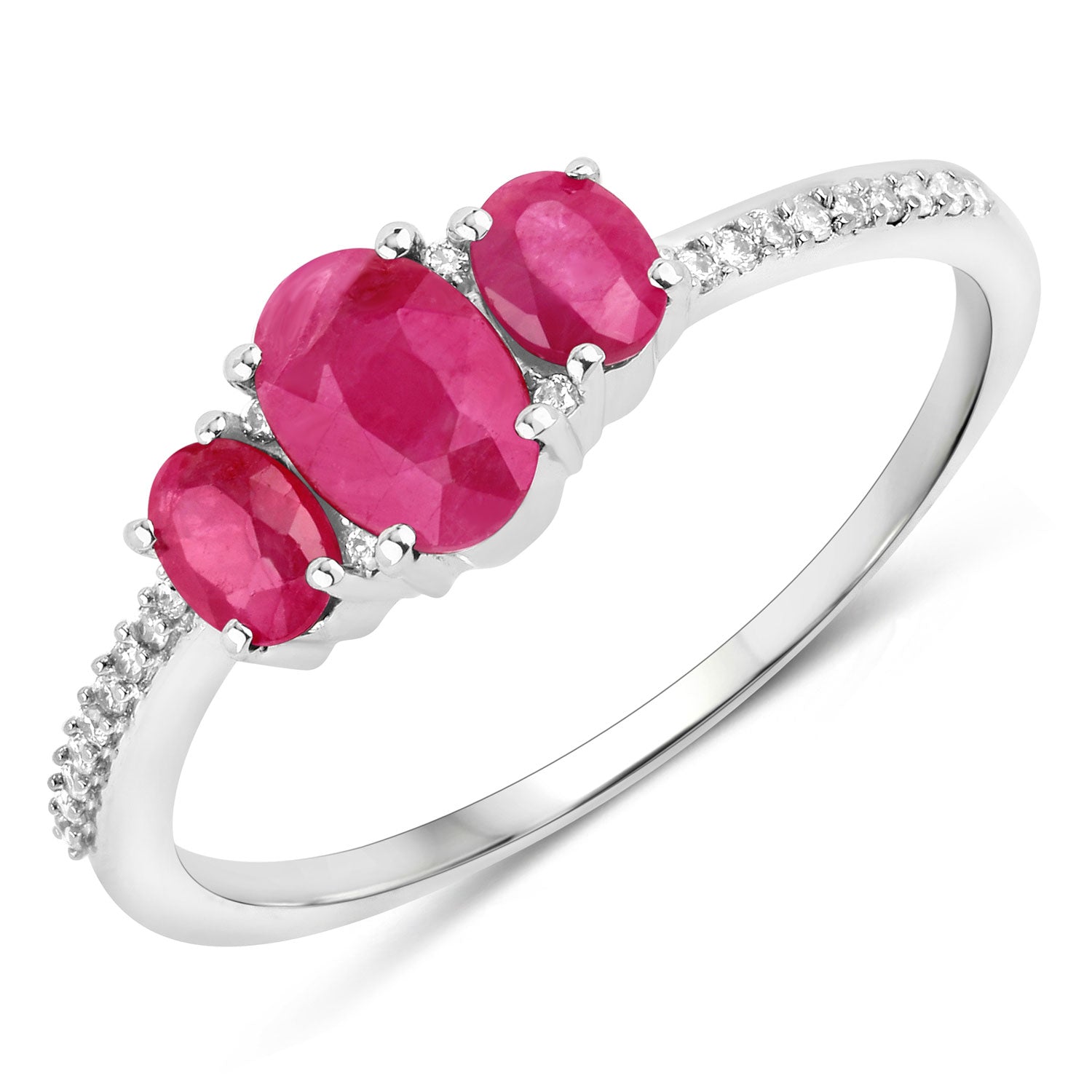 1.02 Carat Genuine Ruby and White Diamond 14K White Gold Ring by Bids.com