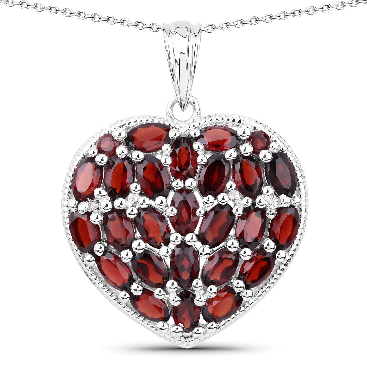 6.98 Carat Genuine Garnet and White Topaz .925 Sterling Silver Pendant by Bids.com