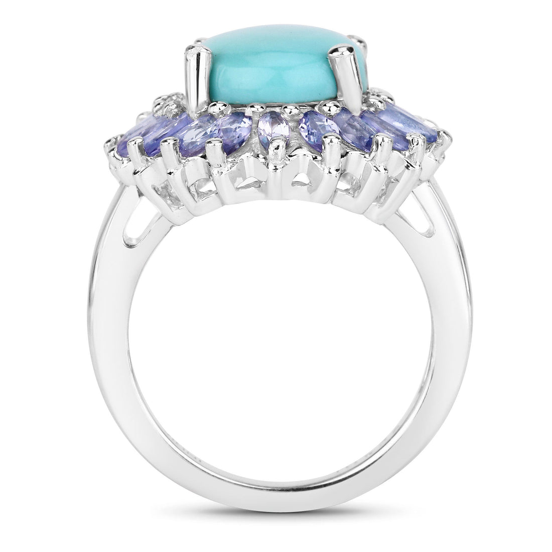 6.10 Carat Genuine Larimar and Tanzanite .925 Sterling Silver Ring by Bids.com