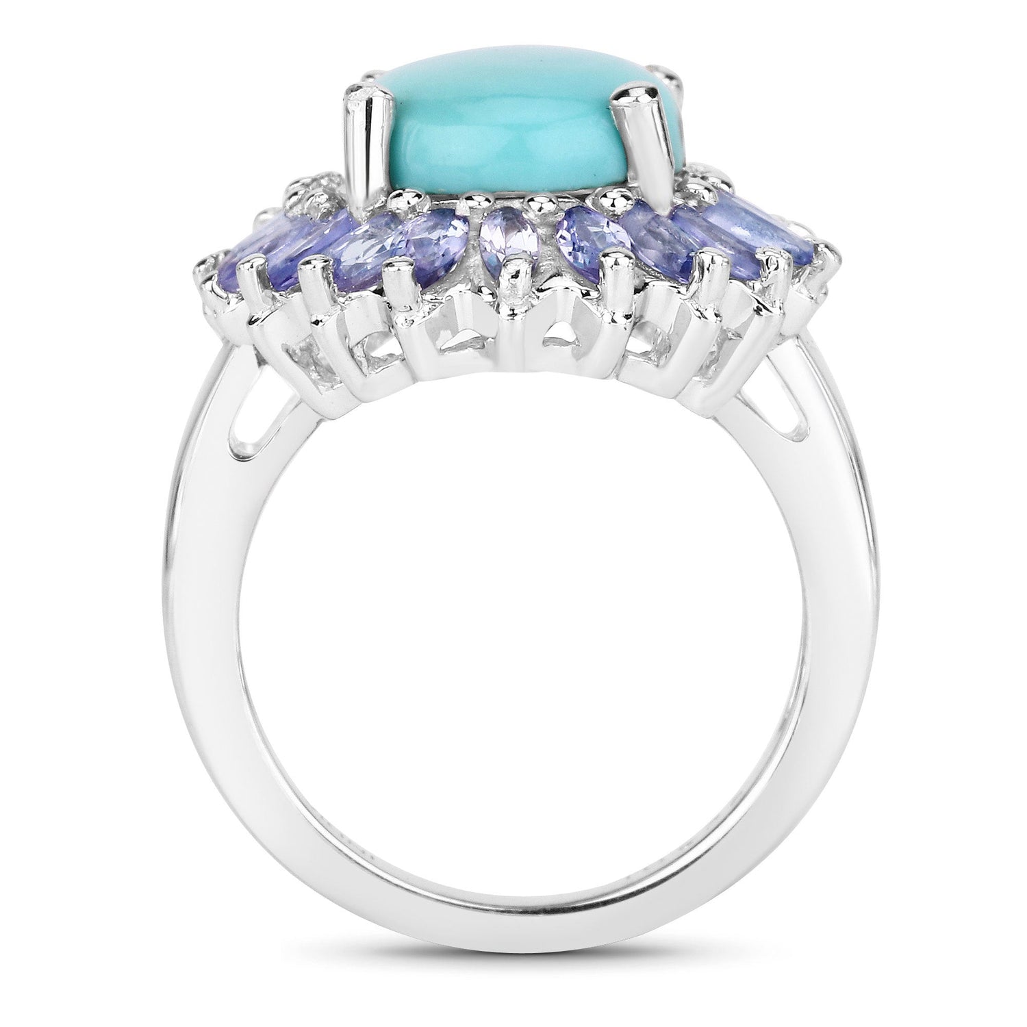 6.10 Carat Genuine Larimar and Tanzanite .925 Sterling Silver Ring by Bids.com