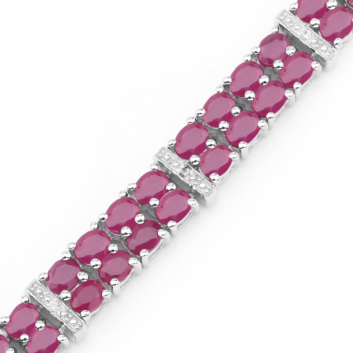 17.65 Carat Glass Filled Ruby and White Topaz .925 Sterling Silver Bracelet by Bids.com