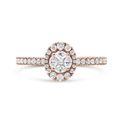 18K Rose Gold 1/2 Cttw Composite Marquise Composite Diamond Oval Shaped Halo Engagement Ring (F-G Color, VS1-VS2 Clarity) - Ring Size 7 by Bids.com