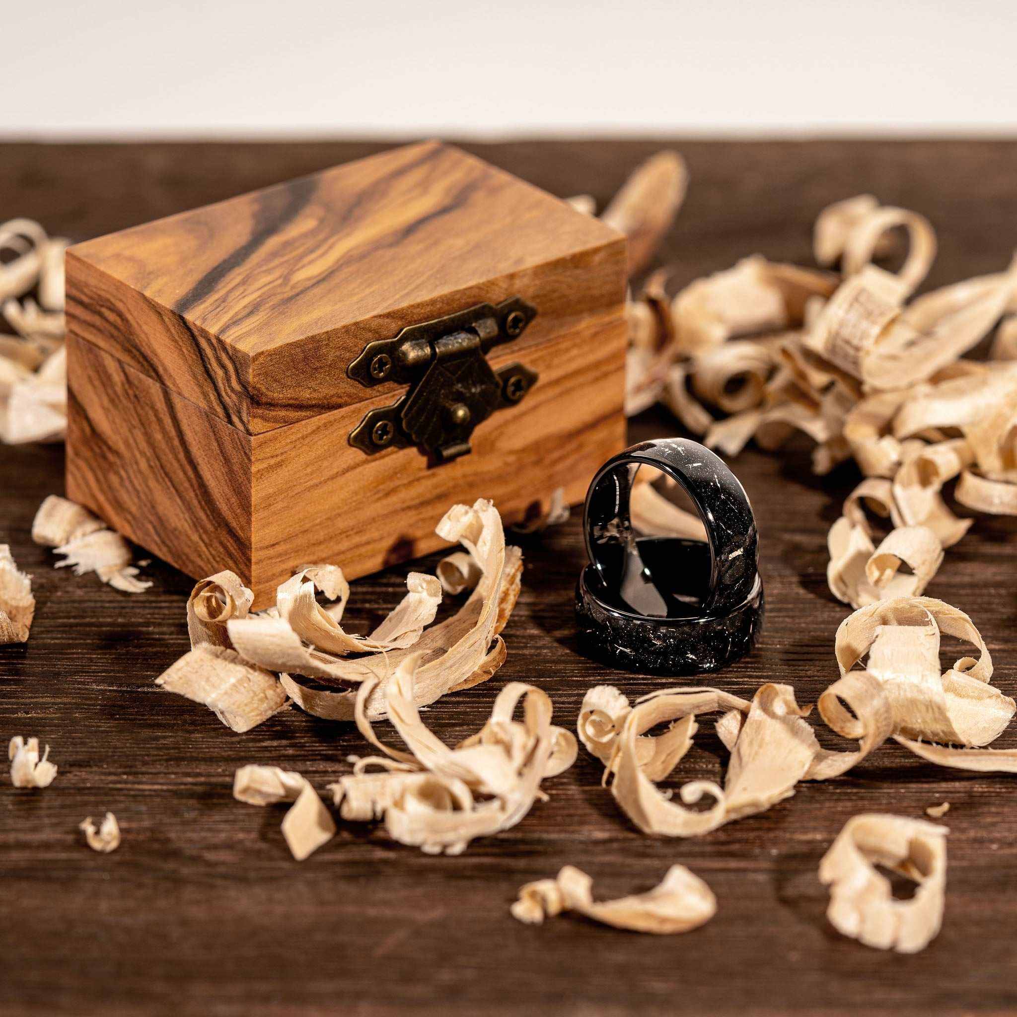 Meteorite Ring – Black Eclipse Tungsten Carbide Band for Men &amp; Women