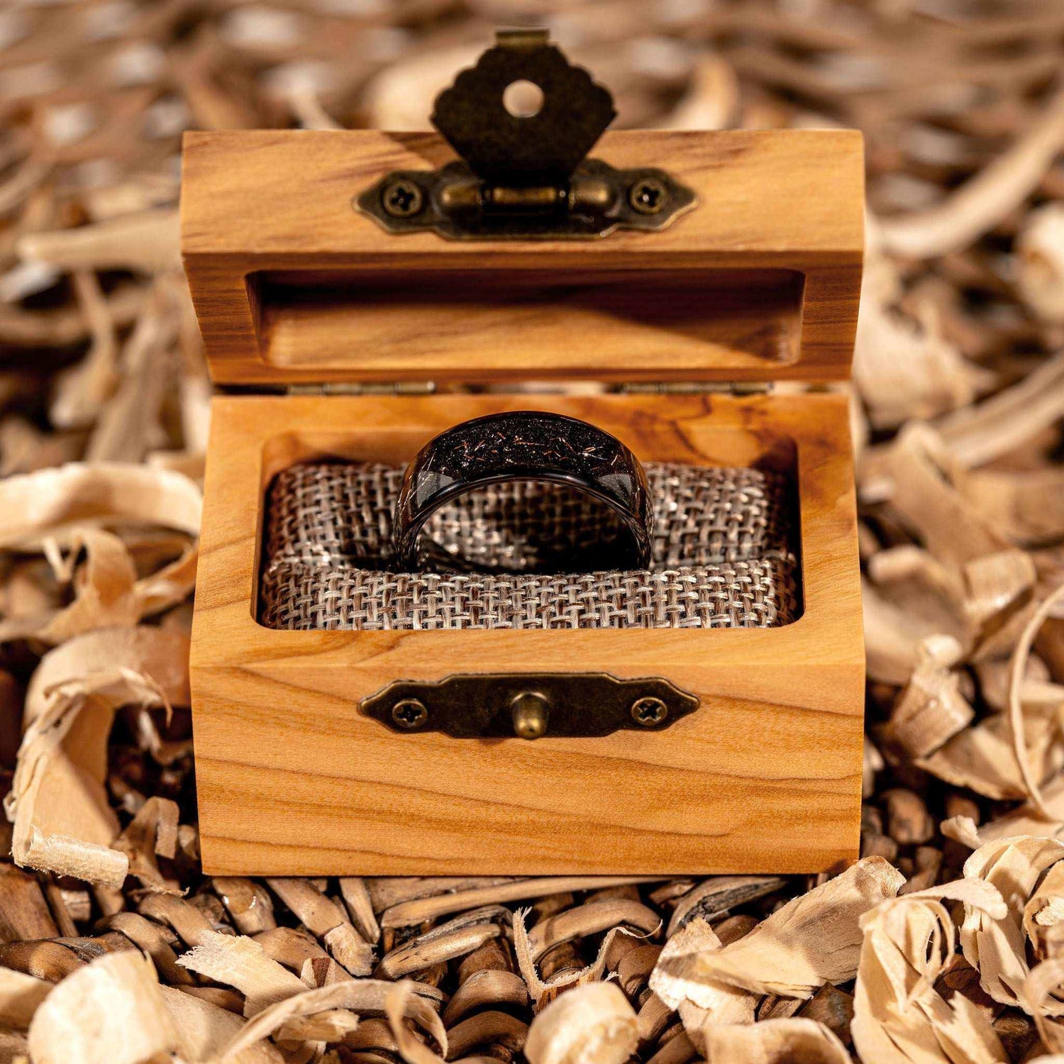 Meteorite Ring – Black Eclipse Tungsten Carbide Band for Men &amp; Women