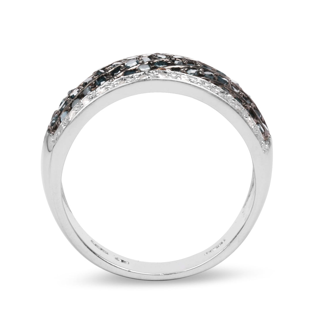 0.80 Carat Genuine Blue Diamond and White Diamond .925 Sterling Silver Ring by Bids.com