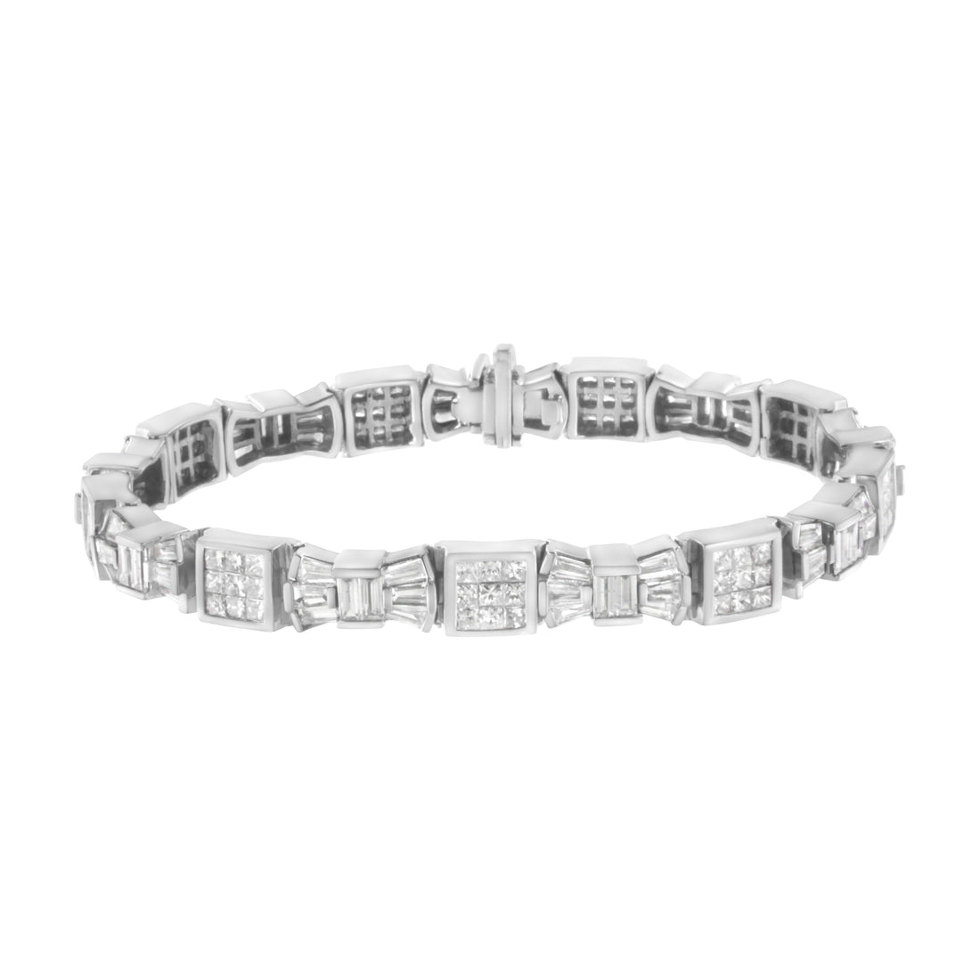 14K Yellow Gold 9.0 Cttw Diamond Alternating Bow and Box Link Bracelet (G-H Color, VS1-VS2 Clarity)- 7"  DestGlow