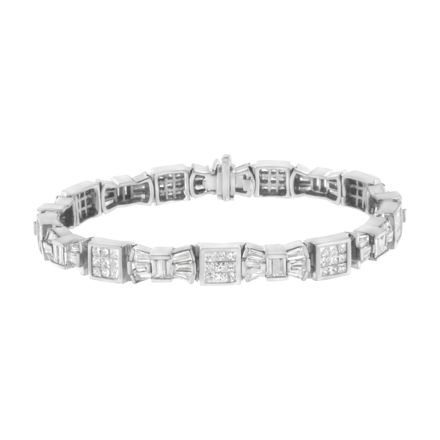 14K Yellow Gold 9.0 Cttw Diamond Alternating Bow and Box Link Bracelet (G-H Color, VS1-VS2 Clarity)- 7"  DestGlow