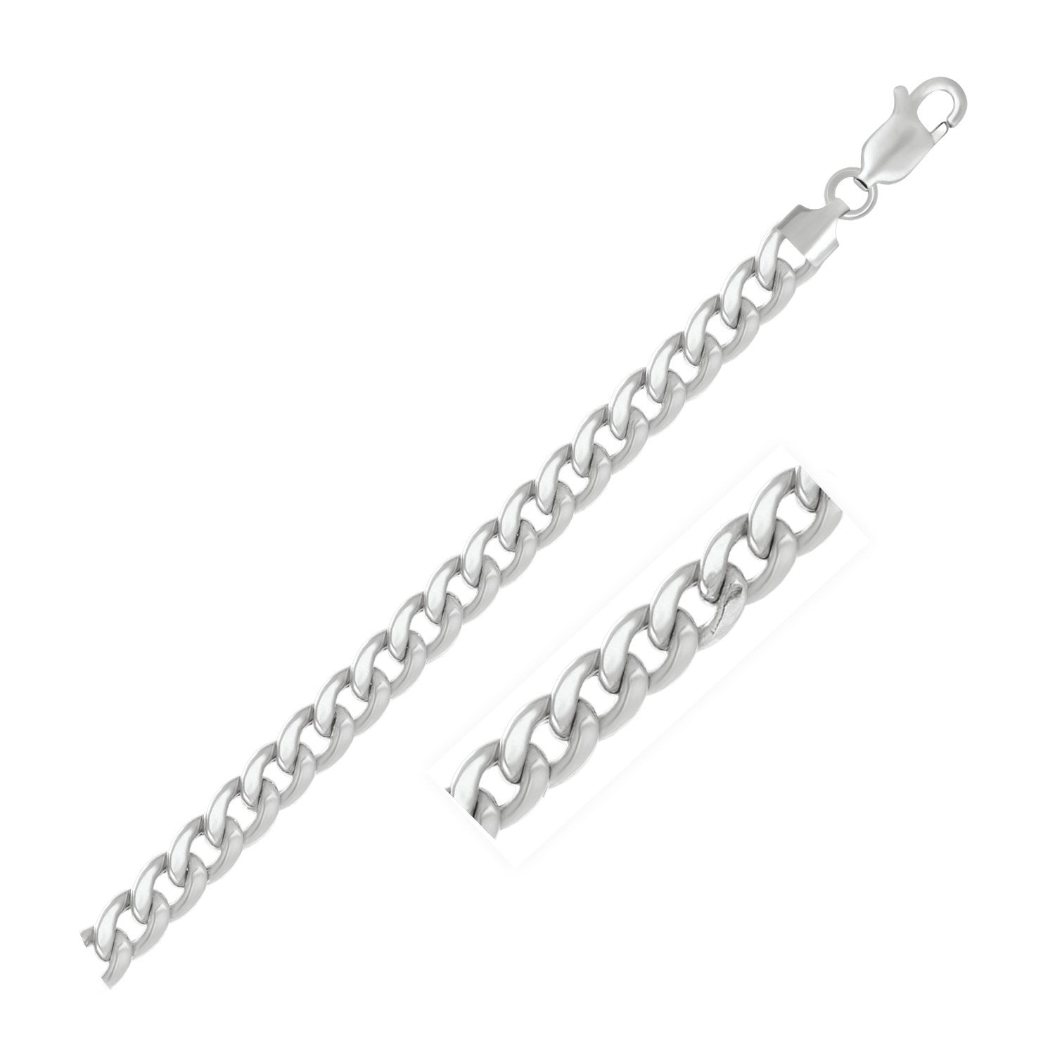 7.0mm 14K White Gold Miami Cuban Semi Solid Chain  DestGlow