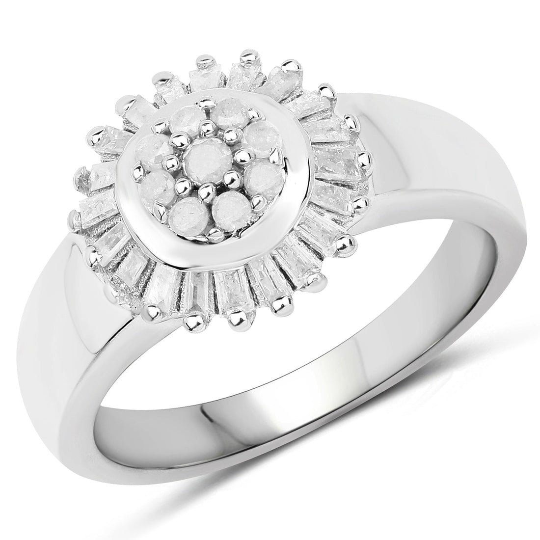 0.75 Carat Genuine White Diamond .925 Sterling Silver Ring by Bids.com