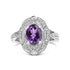 .925 Sterling Silver 9x7mm Oval Purple Amethyst and Diamond Accent Art Deco Style Cocktail Ring (I-J Color, I1-I2 Clarity) - Size 6 by Bids.com