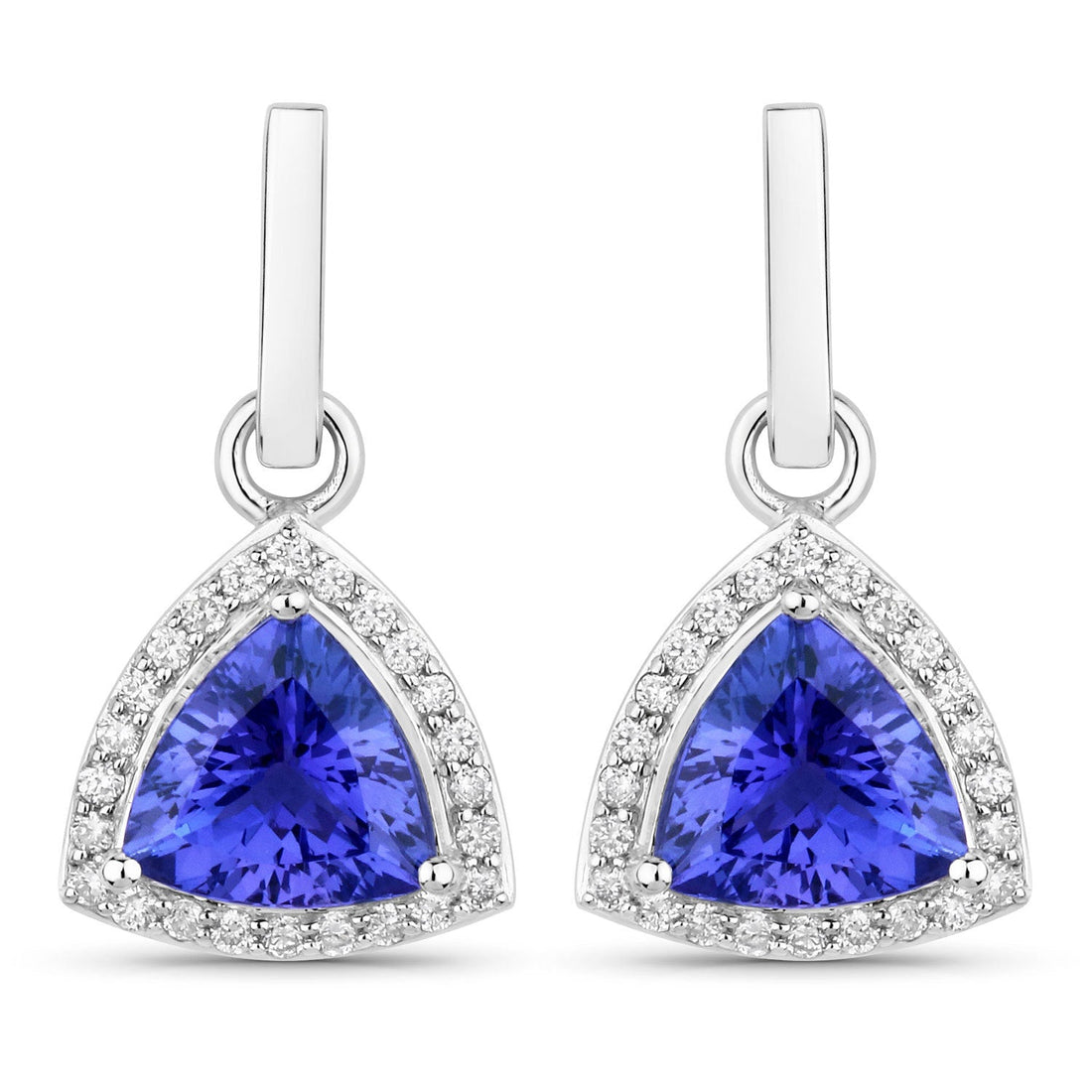 3.86 Carat Genuine Tanzanite and White Diamond 14K White Gold Earrings by Bids.com
