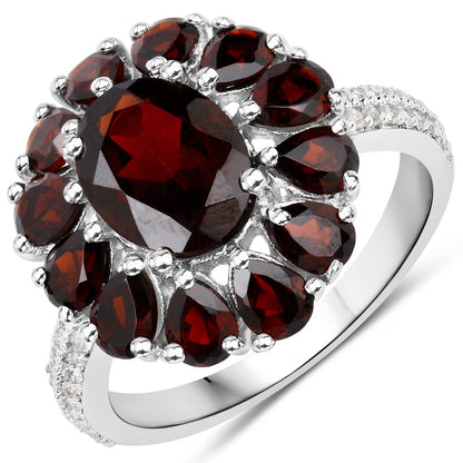 13.82 Carat Genuine Garnet and White Topaz .925 Sterling Silver 3 Piece Jewelry Set (Ring, Earrings, and Pendant w/ Chain) by Bids.com