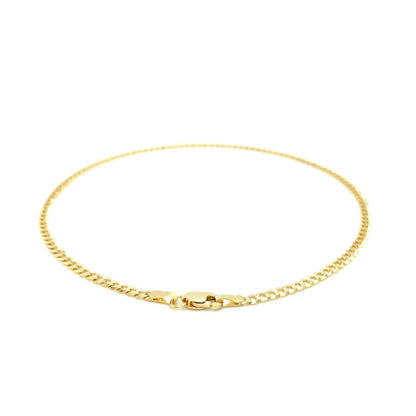 2.5mm 14k Yellow Gold Curb Link Anklet  DestGlow