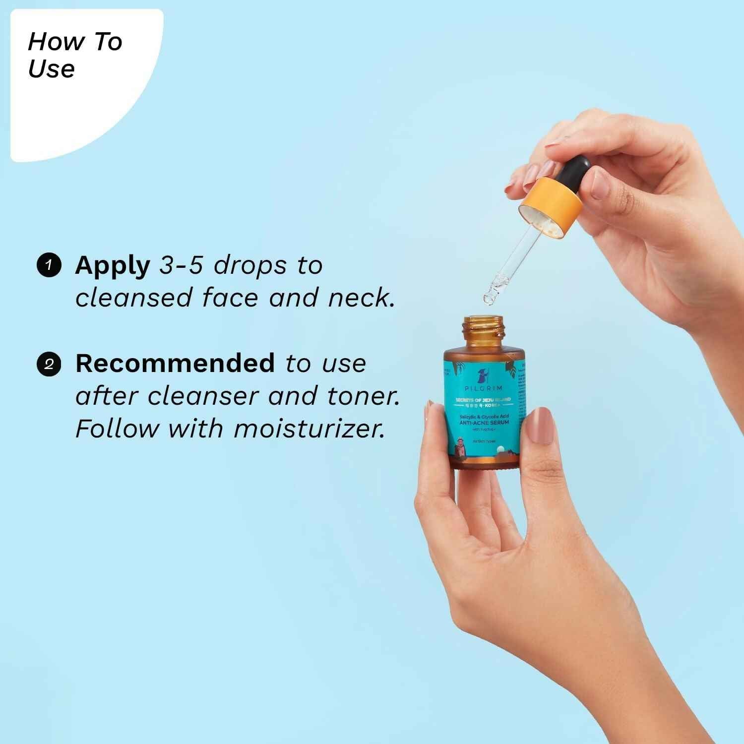 Pilgrim Korean Salicylic Acid 1% + Glycolic Acid 3% Anti Acne Serum For Oily &amp; Acne Prone Skin - Korean Skin Care