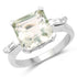 4.76 Carat Genuine Green Amethyst & White Topaz .925 Sterling Silver Ring  DestGlow