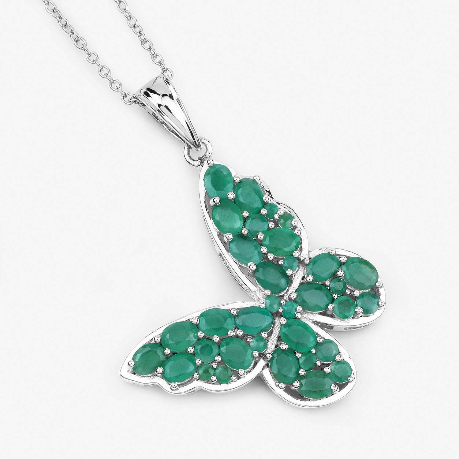 3.13 Carat Genuine Emerald .925 Sterling Silver Pendant  DestGlow
