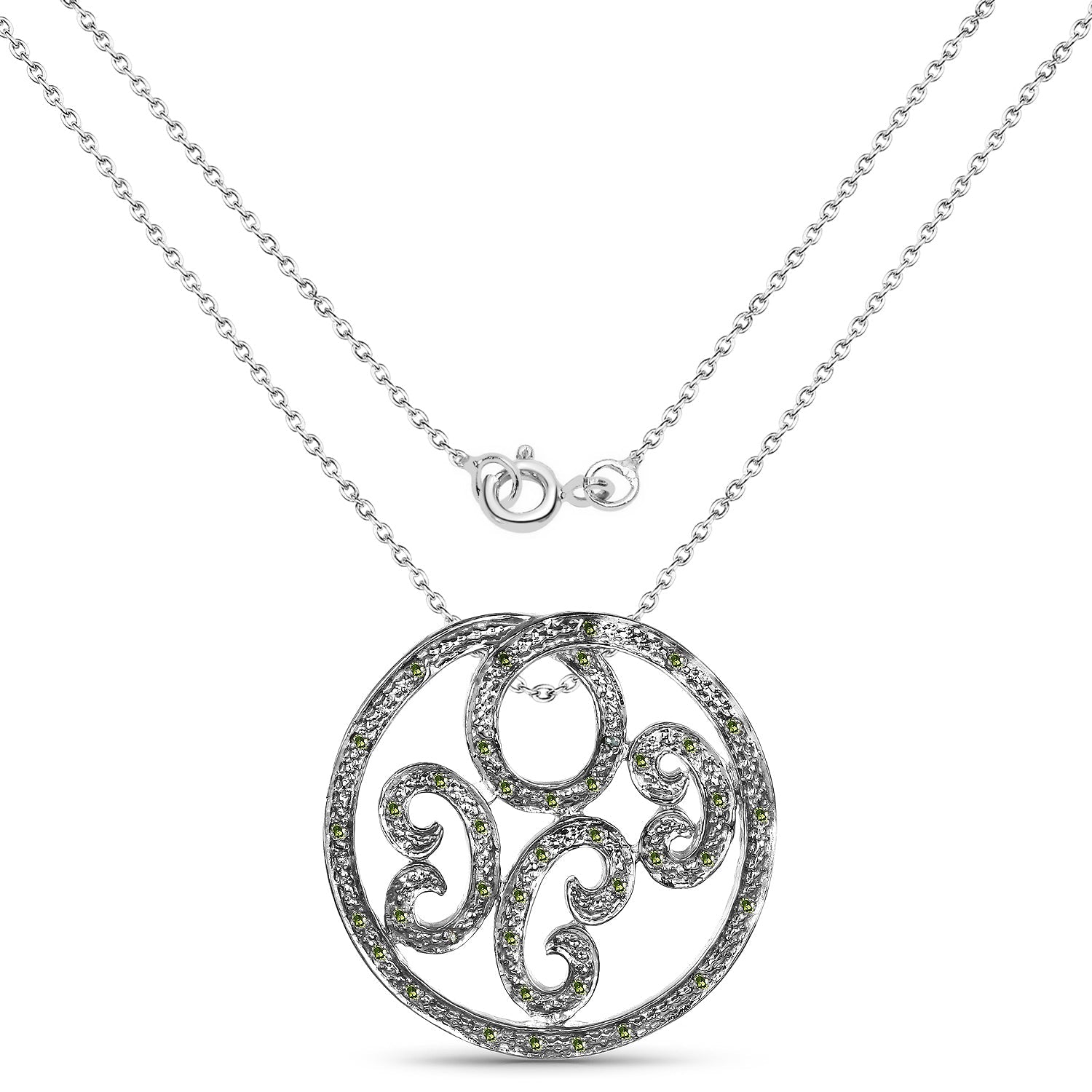 0.22 Carat Genuine Green Diamond .925 Sterling Silver Pendant by Bids.com