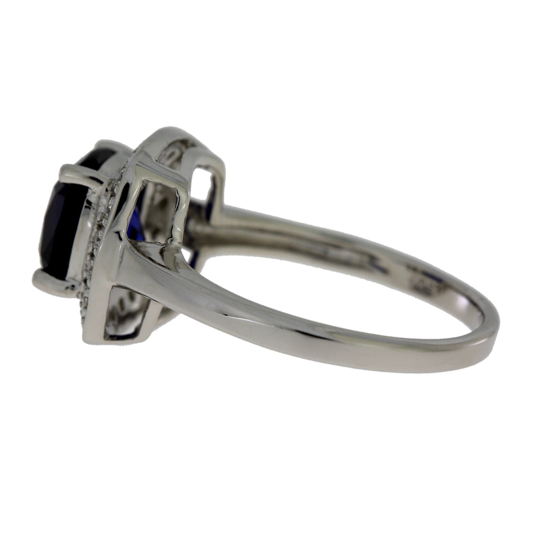 Created Sapphire Moissanite Ring Sterling Silver by Bids.com