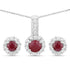 2.17 Carat Genuine Ruby and White Topaz .925 Sterling Silver Jewelry Set by Bids.com