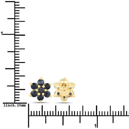 0.84 Carat Genuine Blue Sapphire 10K Yellow Gold Earrings  DestGlow