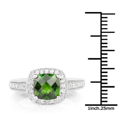 1.67 Carat Genuine Chrome Diopside &amp; White Topaz .925 Sterling Silver Ring by Bids.com