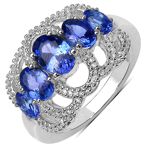 2.13 Carat Genuine Tanzanite .925 Sterling Silver Ring by Bids.com