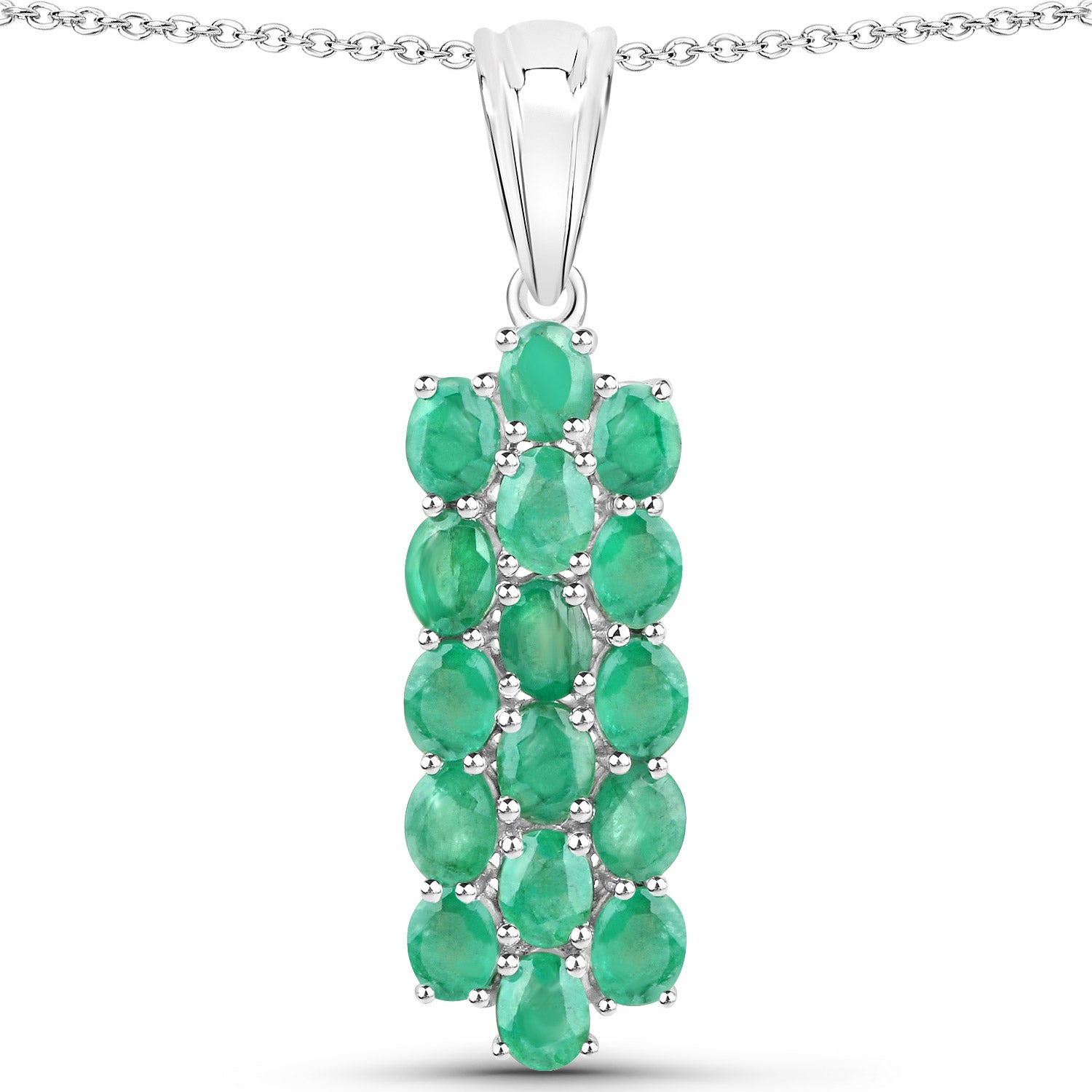 7.80 Carat Genuine Zambian Emerald .925 Sterling Silver 3 Piece Jewelry Set (Ring, Earrings, and Pendant w/ Chain) by Bids.com