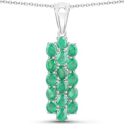 7.80 Carat Genuine Zambian Emerald .925 Sterling Silver 3 Piece Jewelry Set (Ring, Earrings, and Pendant w/ Chain) by Bids.com