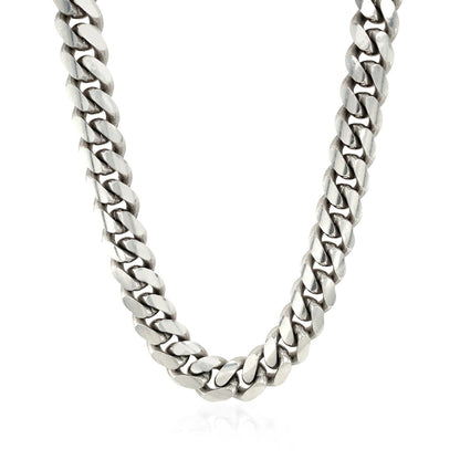 Sterling Silver Rhodium Plated Miami Cuban Chain 9.8mm by Bids.com
