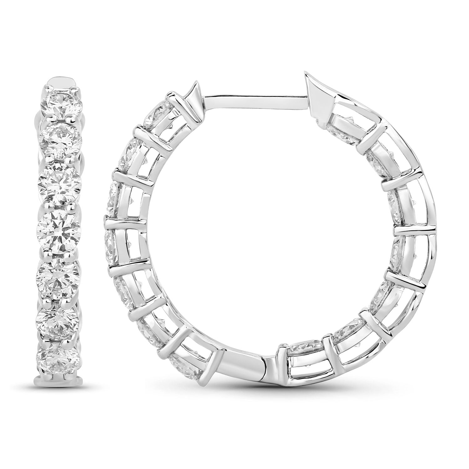 2.52 Carat Genuine Lab Grown Diamond 14K White Gold Earrings  DestGlow