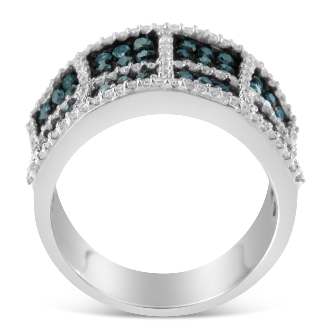 14K White Gold White and Treated Blue Diamond Cocktail Ring (1 1/2 Cttw, H-I Color, I1-I2 Clarity) - Size 6 by Bids.com