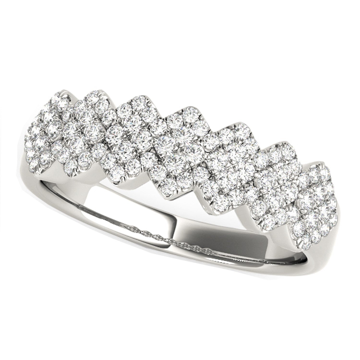 Diamond Studded Wide Multi-Diagonal Pattern Ring in 14k White Gold (5/8 cttw) by Bids.com