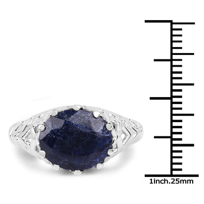 5.94 Carat Dyed Sapphire .925 Sterling Silver Ring by Bids.com