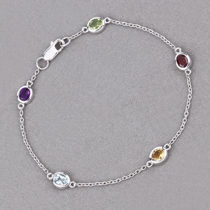1.83 Carat Genuine Multi Stones .925 Sterling Silver Bracelet by Bids.com