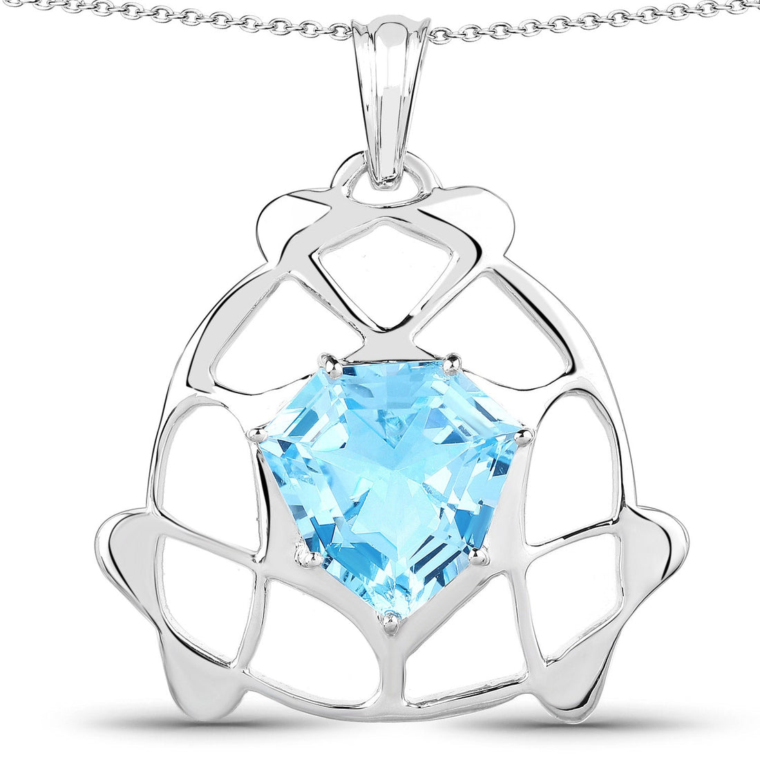 11.50 Carat Genuine Swiss Blue Topaz .925 Sterling Silver Pendant by Bids.com