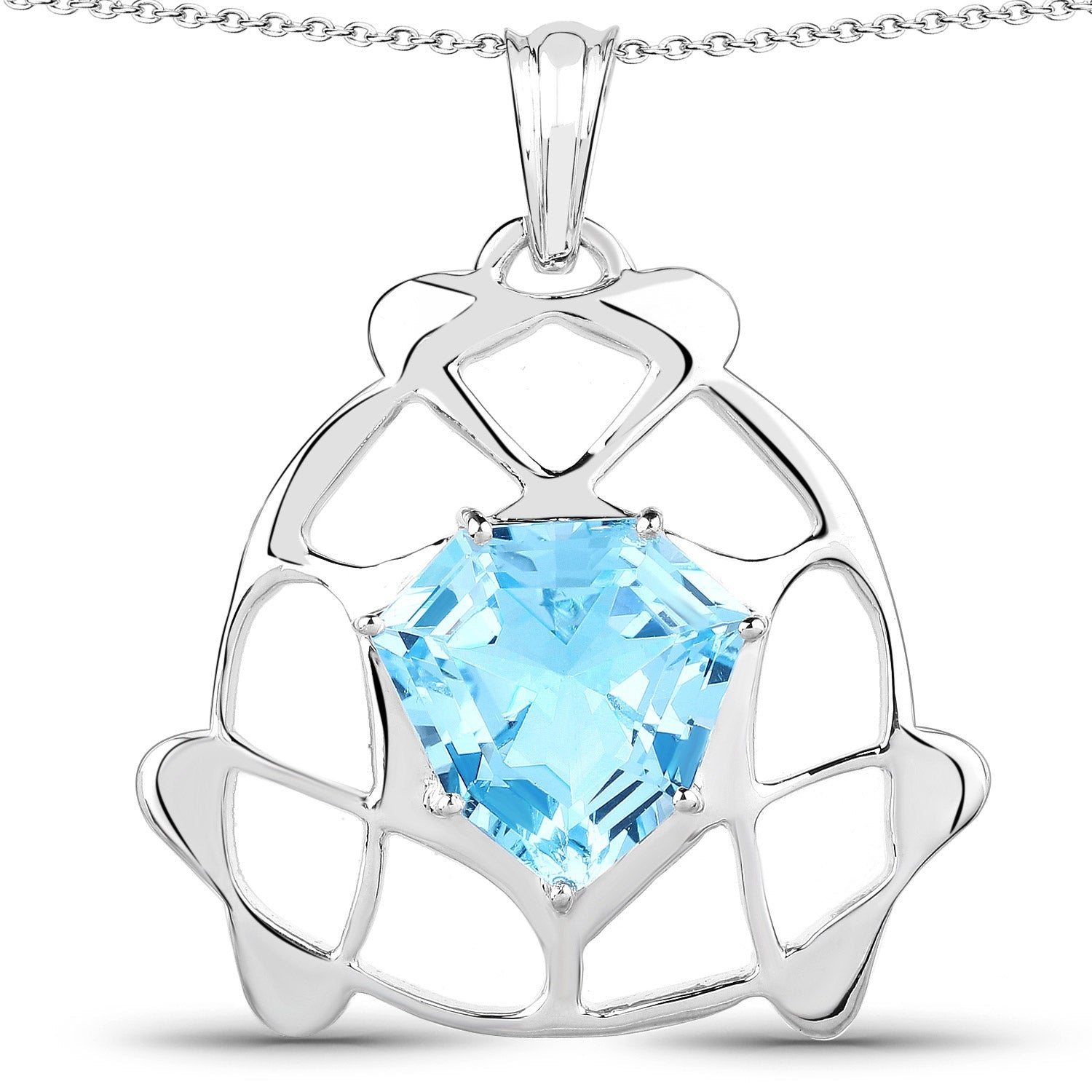 11.50 Carat Genuine Swiss Blue Topaz .925 Sterling Silver Pendant by Bids.com